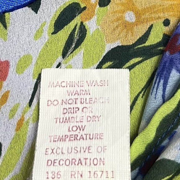 Vintage Tres Chic Nightgown Maxi Gown Blue Sheer Floral Print Size Large - Picture 9 of 10